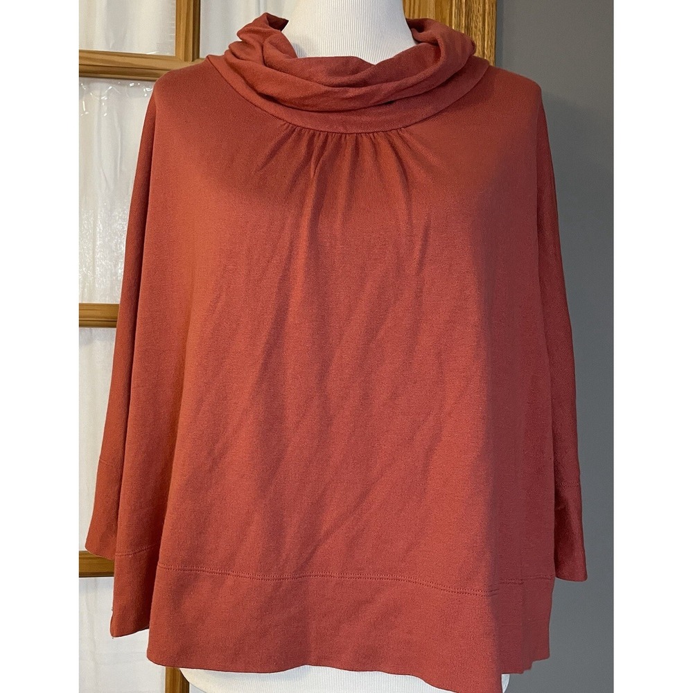 J Jill Pullover Crop Top Womens Sz L Cowl Neck Long Sleeve Rustic Brown Classic